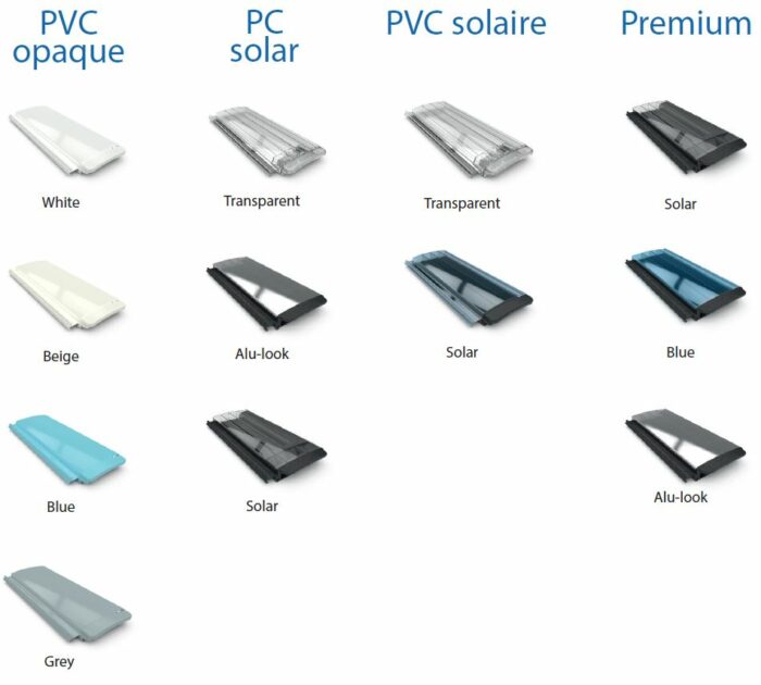 Rooflight and roofing panel samples with color options