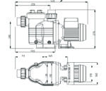 Centrifugal pump assembly drawn in side and top orthographic views showing pump body connected to an electric motor, fixed on a base in a technical drawing with dimensions 520 250 285 192 278 211 165 130 150 120 160