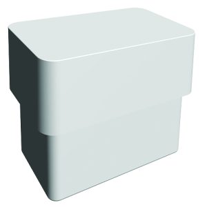 A smooth light gray rectangular block with rounded edges, appearing as two stacked tiers, the upper tier slightly overhangs the lower, casting soft shadows on a plain white background.